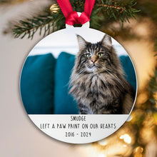 Load image into Gallery viewer, Personalised Memorial 'Left a Paw Print' Bauble - Acrylic Photo

