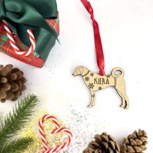 Load image into Gallery viewer, Personalised Kangal Bauble Jumper Dog Bauble - Oak Veneer Wood - Add any name
