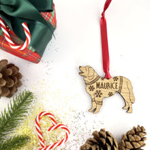 Load image into Gallery viewer, Personalised Leonberger Bauble Jumper Dog Bauble - Oak Veneer Wood - Add any name
