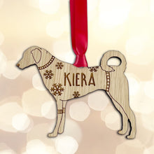 Load image into Gallery viewer, Personalised Kangal Bauble Jumper Dog Bauble - Oak Veneer Wood - Add any name
