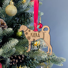 Load image into Gallery viewer, Personalised Kangal Bauble Jumper Dog Bauble - Oak Veneer Wood - Add any name
