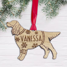Load image into Gallery viewer, Personalised Gordon Setter Bauble Jumper Dog Bauble - Oak Veneer Wood - Add any name
