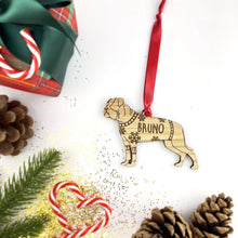 Load image into Gallery viewer, Personalised American Bulldog Bauble Jumper Dog Bauble - Oak Veneer Wood - Add any name
