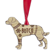 Load image into Gallery viewer, Personalised Rottweiler Bauble Jumper Dog Bauble - Oak Veneer Wood - Add any name
