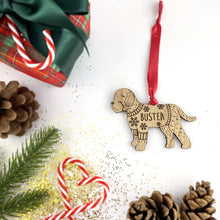 Load image into Gallery viewer, Personalised Cockapoo Bauble Jumper Dog Bauble - Oak Veneer Wood - Add any name
