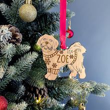 Load image into Gallery viewer, Personalised Shih Tzu Bauble Jumper Dog Bauble - Oak Veneer Wood - Add any name
