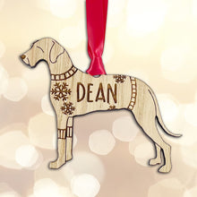 Load image into Gallery viewer, Personalised Great Dane Bauble Jumper Dog Bauble - Oak Veneer Wood - Add any name
