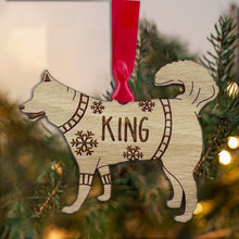 Load image into Gallery viewer, Personalised Husky Bauble Jumper Dog Bauble - Oak Veneer Wood - Add any name
