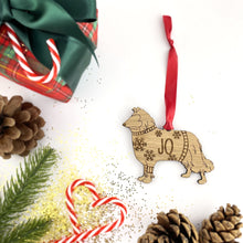 Load image into Gallery viewer, Personalised Rough Collie Bauble Jumper Dog Bauble - Oak Veneer Wood - Add any name
