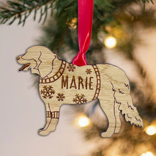 Load image into Gallery viewer, Personalised Bernese Mountain Bauble Jumper Dog Bauble - Oak Veneer Wood - Add any name
