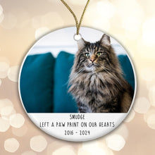 Load image into Gallery viewer, Personalised Memorial 'Left a Paw Print' Bauble - Acrylic Photo
