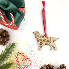 Load image into Gallery viewer, Personalised Gordon Setter Bauble Jumper Dog Bauble - Oak Veneer Wood - Add any name
