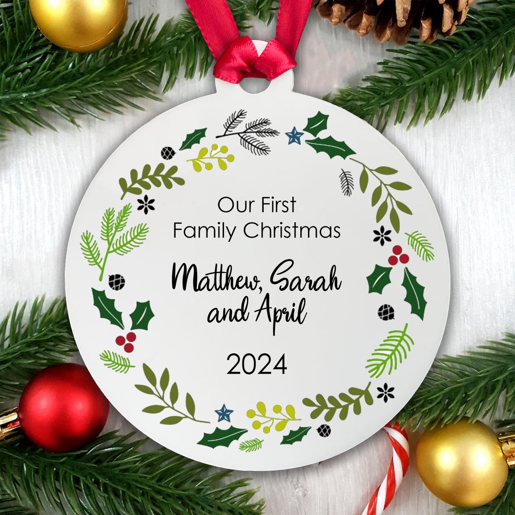 Personalised Our First Christmas Acrylic Tree Decoration Bauble