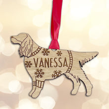 Load image into Gallery viewer, Personalised Gordon Setter Bauble Jumper Dog Bauble - Oak Veneer Wood - Add any name
