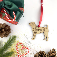 Load image into Gallery viewer, Personalised Chinese Shar-Pei Bauble Jumper Dog Bauble - Oak Veneer Wood - Add any name
