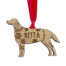 Load image into Gallery viewer, Personalised Red Setter Bauble Jumper Dog Bauble - Oak Veneer Wood - Add any name
