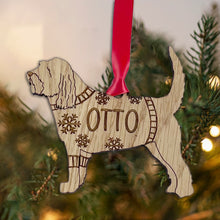 Load image into Gallery viewer, Personalised Otterhound Bauble Jumper Dog Bauble - Oak Veneer Wood - Add any name
