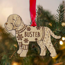 Load image into Gallery viewer, Personalised Cockapoo Bauble Jumper Dog Bauble - Oak Veneer Wood - Add any name
